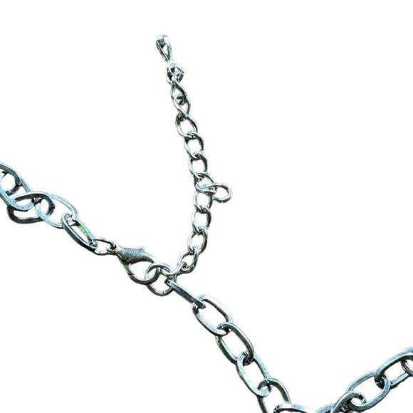 Faux Turquoise and Silver Tone Chunky Statement Necklace Bohemian Southwestern - Picture 7 of 9